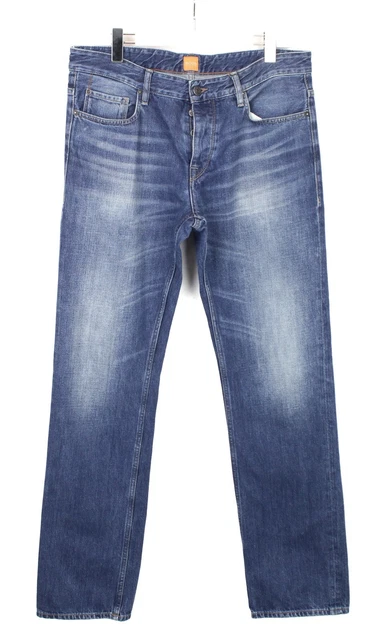 Hugo Boss Orange25 Fair Jeans Uomo W35/L34 Regular Baffi Bottoni Fly Blu
