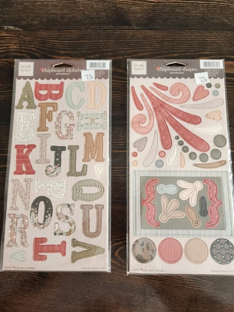 LOTE DE 2 Cartas Acentos de Chipboard Heidi Grace Libro de recortes Retirado NUEVO #23