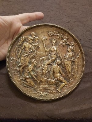 Broche Ancienne Camomille Bronze Art Nouveau - 19ème Siècle, France, Occasion Bon état