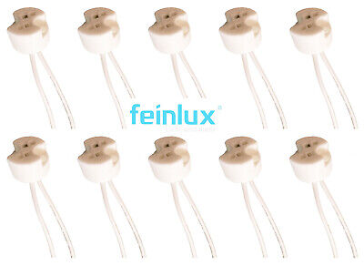 MR11 GU4 mit Anschlusskabel vorgelötet Feinlux® 10 Stück universal Lampen Fassung Sockel Adapter Halterung für 12V Lampen G4 GU5,3 MR16 