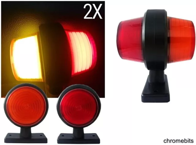 2x LED Neon Marker Lichter Rot/Bernstein Umriss Seite Gummi Anhänger Lkw 12-24v