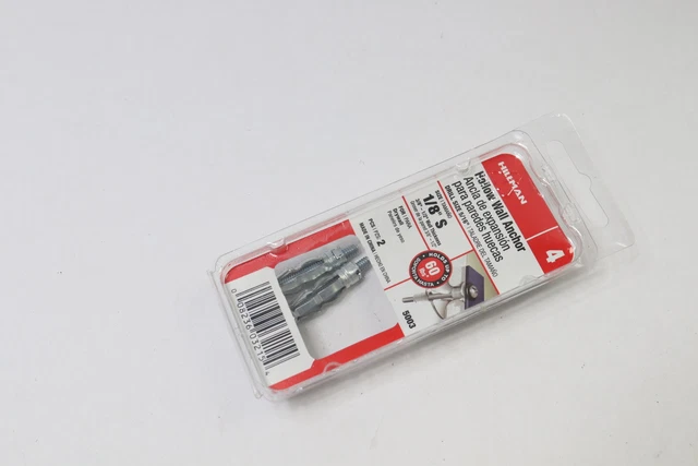 (10-Pk) Hillman Hollow Wall Anchor Small 1/8" for 3/8"- 1/2" Wall Thickness 5003
