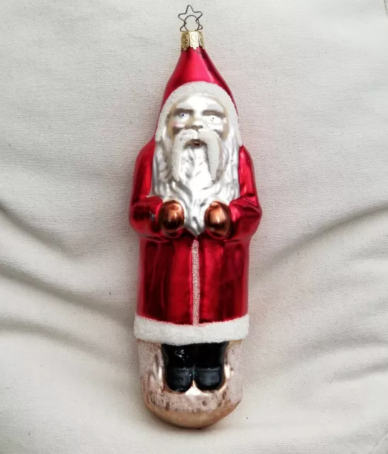 VTG XL 9" BELSNICKLE WEST GERMANY Father Xmas GLASS ORNAMENT SANTA CLAUS ST NICK