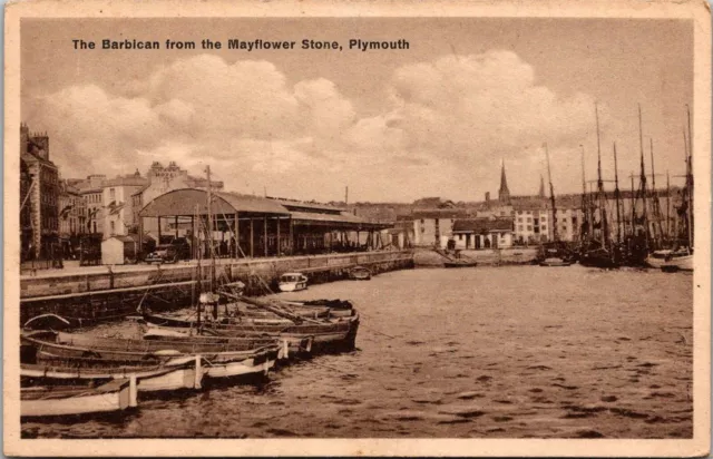 The Barbican From the Mayflower Stone, Plymouth UK Vintage Postcard R72