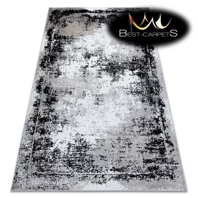 Modern Stylish Rug "GLOSS" vintage, elegant, rubbed, grey / black Best Quality