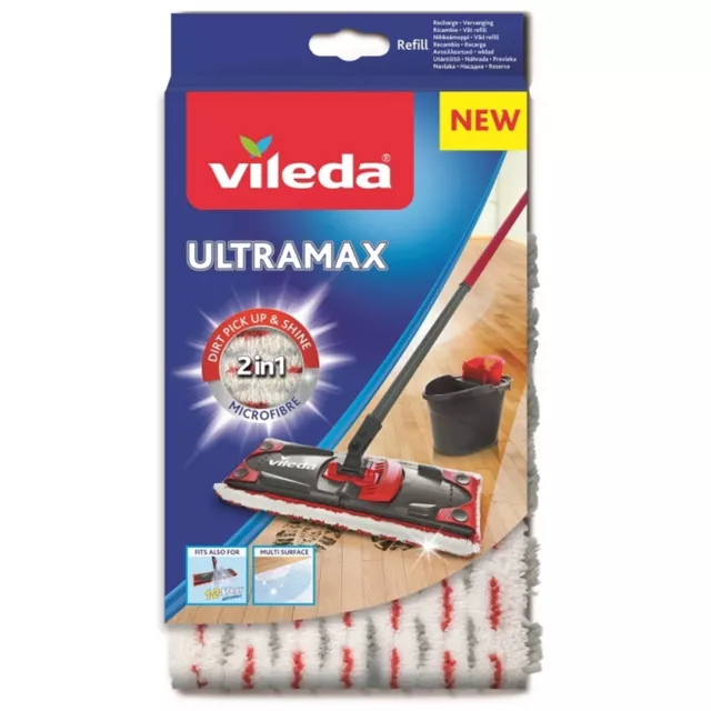 VILEDA Recharge UltraMax Power 2 en 1 Microfibre et polyester tout type de sol.