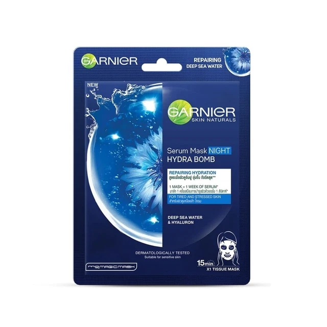 Garnier Skin Naturals Night Serum Sheet Mask With Deep Sea Water 28g (Pack of 2)