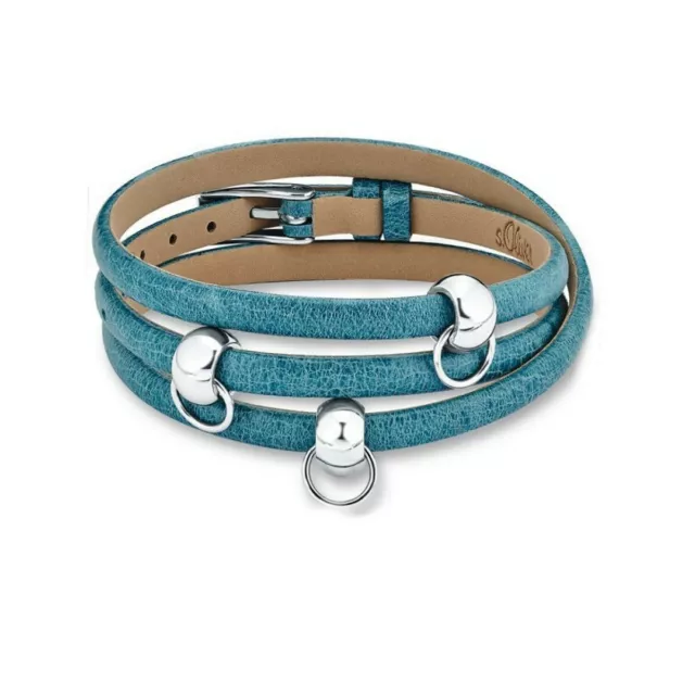 s.Oliver Jewel Damen Charms Armband Edelstahl Leder blau SOCHB/39 - 437796