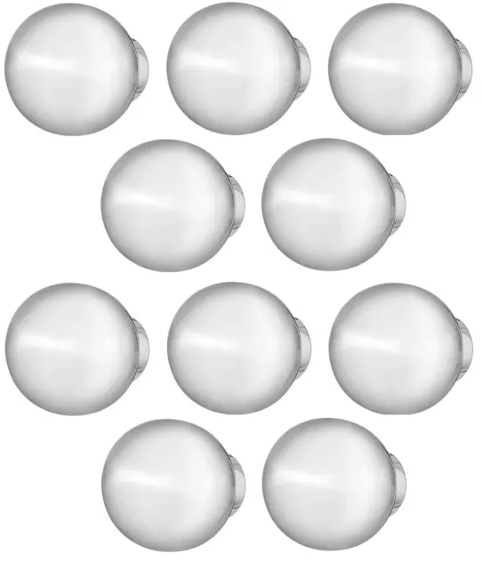 10x Bouton de Meuble Rond Poignée de Tiroir Bouton de Meuble Chrome Poli Balle