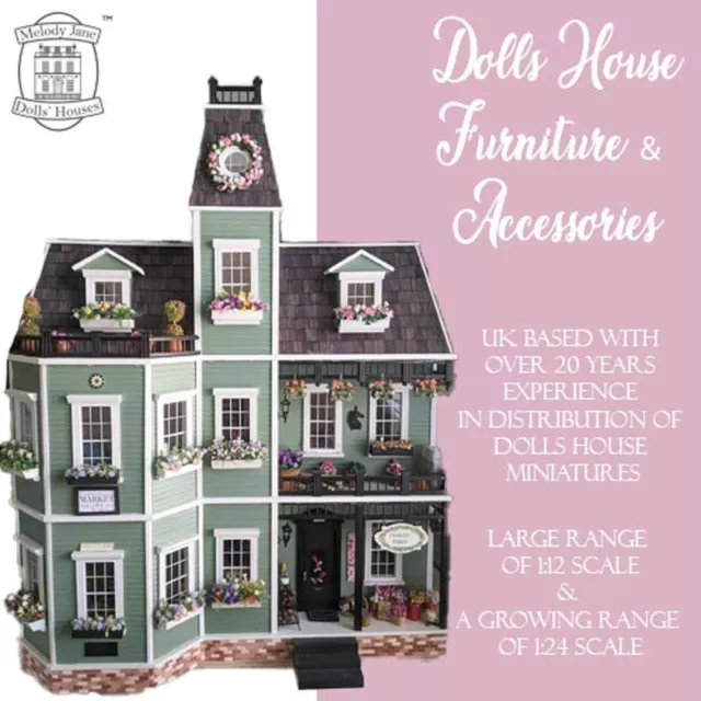 Melody Jane Dolls House Miniaturdruck grün weiß Regency Streifen Tapete 3