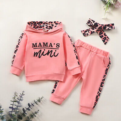 3pcs Boy Girl vestiti Baby MAMA'S Mini Cappotto Con Cappuccio Top Pantaloni Sport Tuta Set Regalo