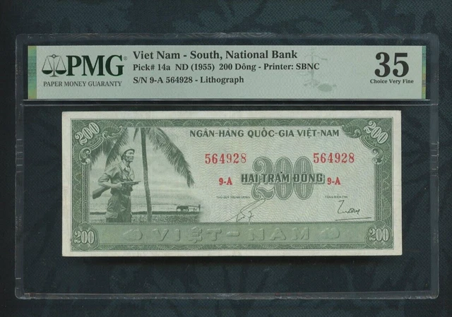 1955 Viet Nam - South, National Bank  200 dong pick# 14a PMG 35