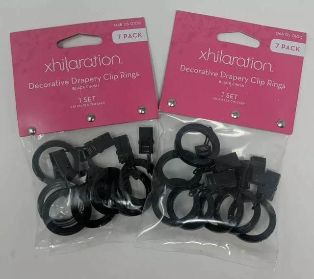 Xhilaration Xhil Decorative Drapery Clip Rings Black Finish 7pc Bag Lot of 2 New
