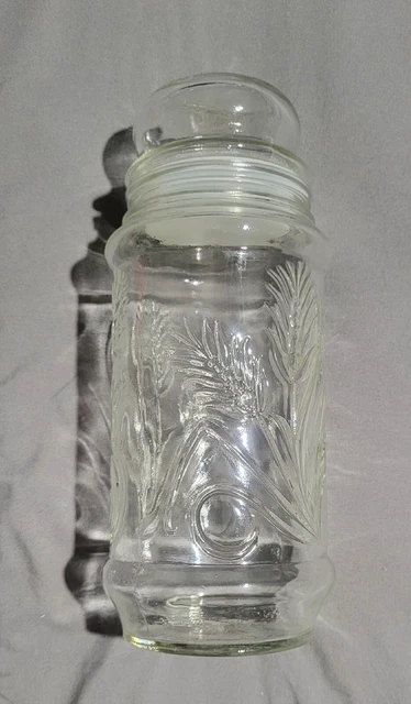 Vintage Clear Glass Planters Logo Mr Peanut Jar Canister Lid Advertising