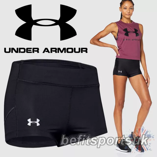 Under Armour Compression Kurz Eng Damen Renner Laufen Fitness Schwarz