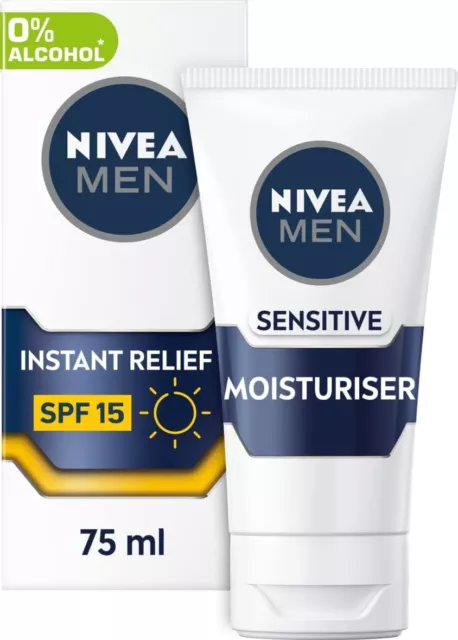 Nivea Sensitive 0 % Alkohol Gesichtsfeuchtigkeitscreme LSF 15 Instant Relief 75 ml NEU UK