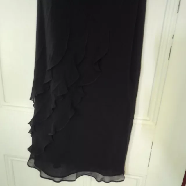 VTG 90's Y2K Express Silk Black  Ruffle Drape Neck Sheer Overlay Dress 3