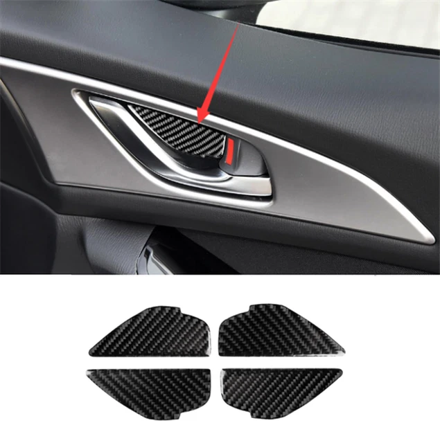 Real Carbon Fiber Inner Door Bowl Decorative Trim For Mazda 3 Axela 2014-2018