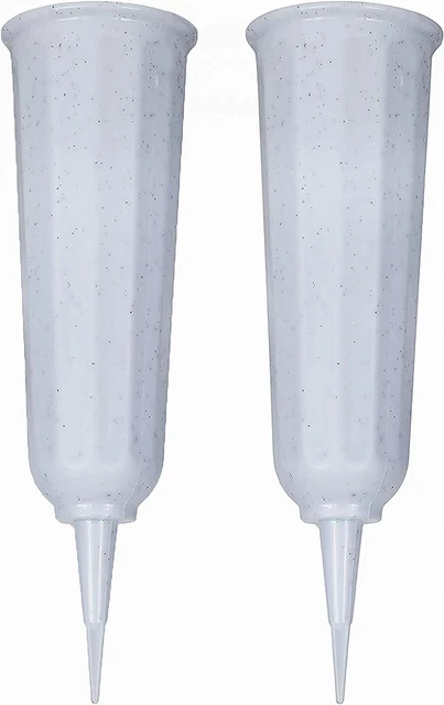 2 Pack Plastic Grave Vase Cemetery Vases Headstone Gravestone Flower Holder Memo