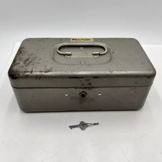 Vintage Master Office Products Cash Money Box Metal with Key and Removable Tray