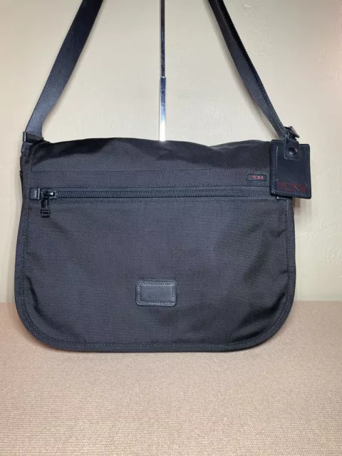 Tumi Large Black Nylon Leather Laptop Messenger Travel Bag NWOT
