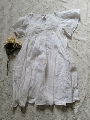 Paul & Joe Sister 100% Cotton White Wide Sleeve Dress New Size 34