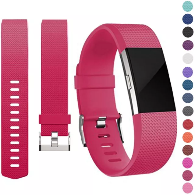 Silicone Metal Replacement Fitbit Charge 2 Band Wristband Watch Strap Bracelet 3