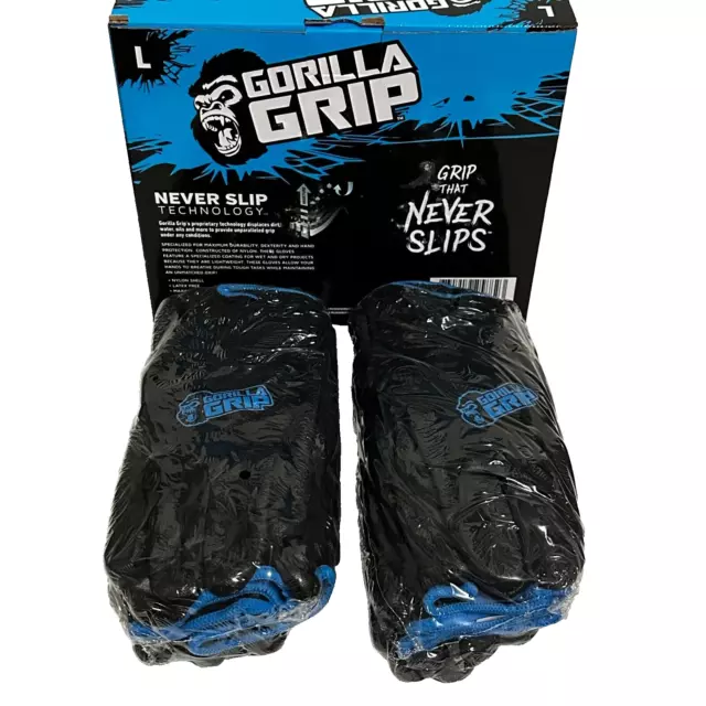 2 Pairs-Gorilla Grip Grease Monkey Mechanic Never Slip Gloves Maximum Grip  Large
