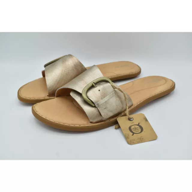 Born Womens Size 11 Miarra Light Gold Panna Cotta Slip on Buckle Leather Sandals