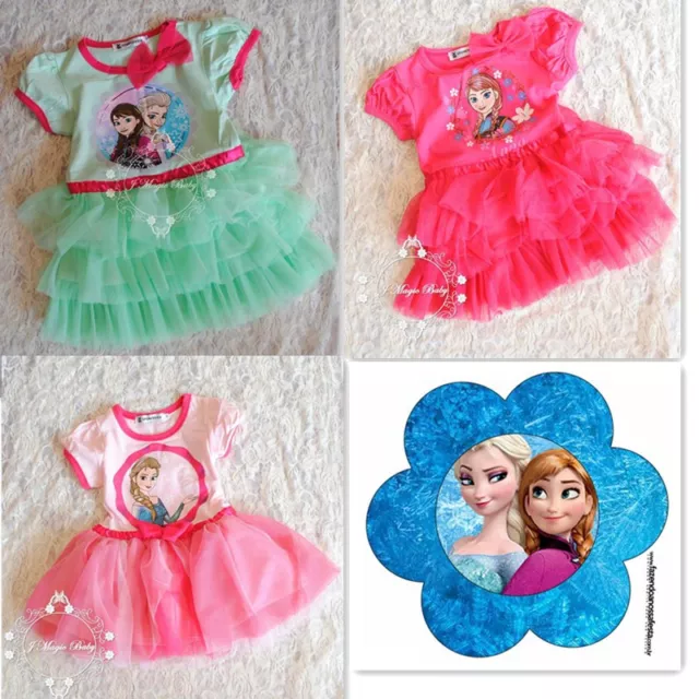 Frozen Girls Kids Baby Princess Tutu Fancy Dress Costume Outfit Skirt Anna Elsa