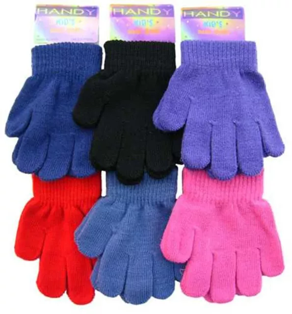 1pce Magic Gloves Kids Boys Girls Children Winter Warm Stretch Black + Colours