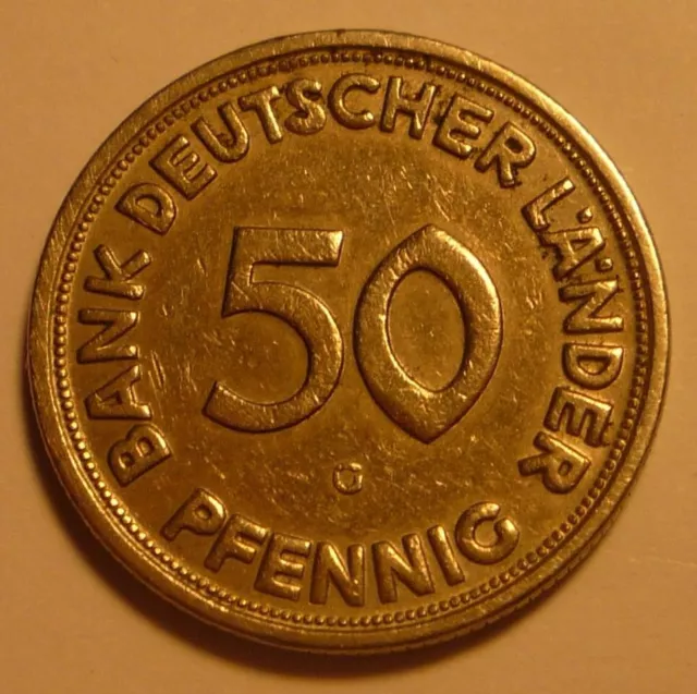 50 Pfennig BANK DEUTSCHER LÄNDER 1950 G