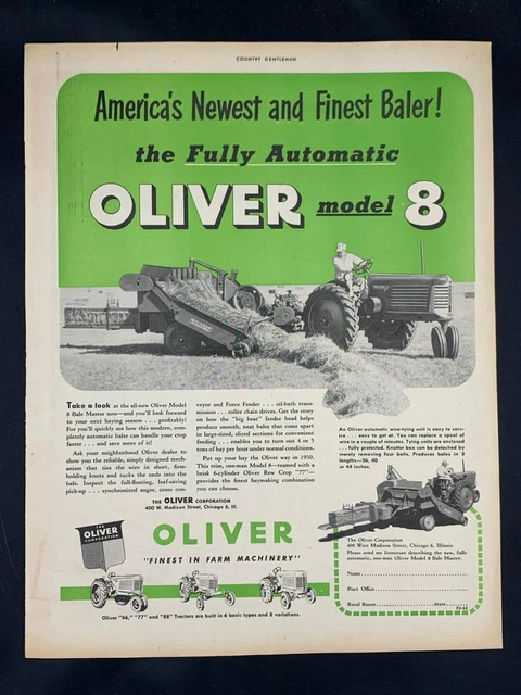 Magazine Ad* - 1949 - Oliver Model 8 Bale Master Hay Baler