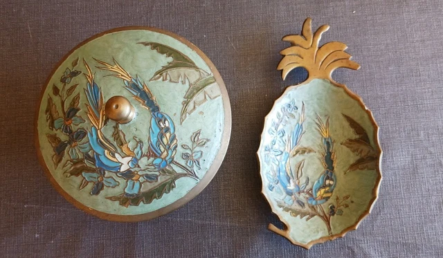 Broche Ancienne Art Déco Oiseau émaillé – Plaqué Or 18k (750) – Créateur