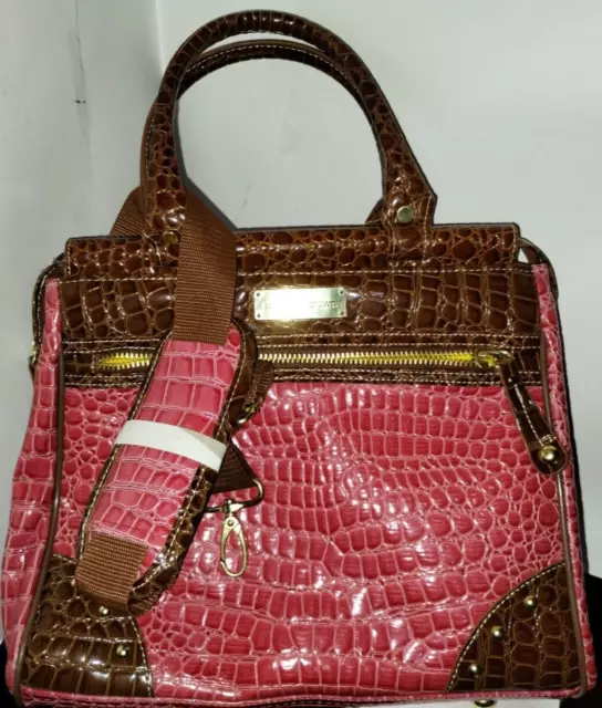 Samantha Brown Croco Red Embossed Dowel Travel Bag Purse Carry On Rare Red Color