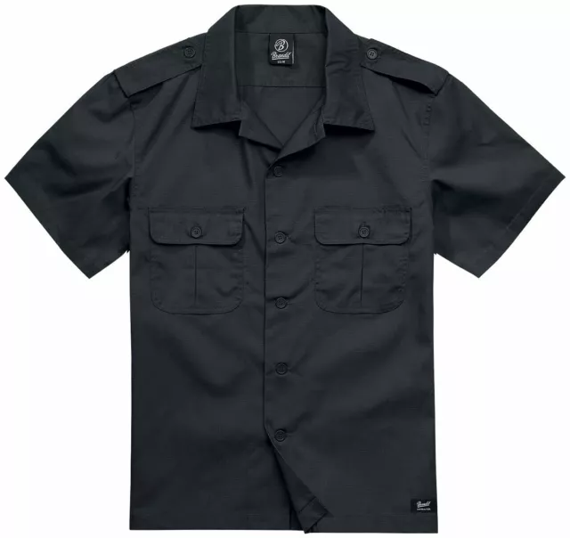 BRANDIT Camicia uomo militare US Ripstop a maniche corte Over Sizes Black