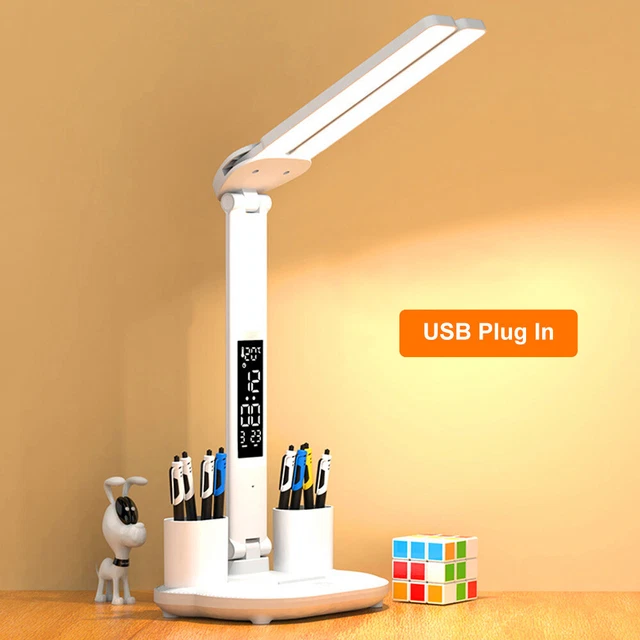 USB Charging Touch Control Reading Lamp Light Table Desk with Pencil Holder Box