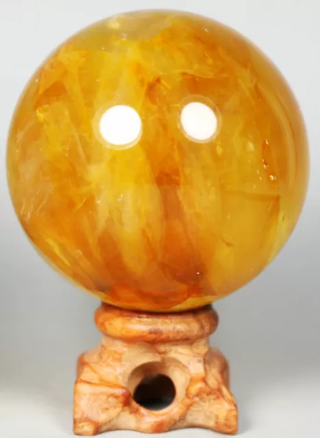 NATURAL Yellow PHANTOM MULTI INCLUSIONS Rainbow CRYSTAL polishing sphere Ball