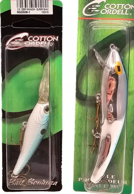 LOT OF 2. Cotton Cordell Red Fin & Super Shad Shallow Crankbait