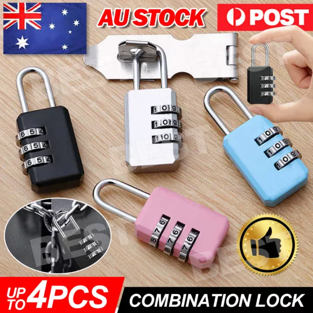 2/4PCS Combination Lock Travel Padlock Locker 3 digit Security Suitcase Luggage