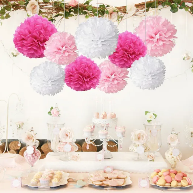 9PCS Tissue Hanging Paper Pom-poms Flower Ball Wedding Party Outdoor Decoration