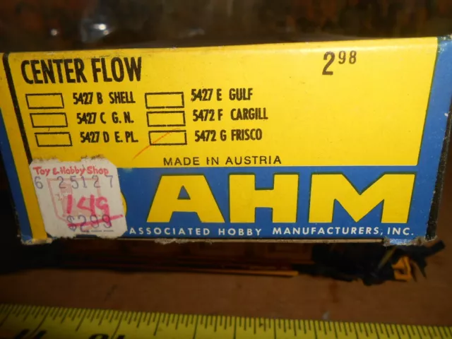 HO Scale AHM 5472 G Frisco Center Flow Tank car in tattered box. 2