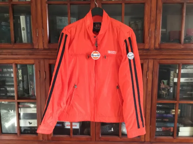 Blouson Gulf Grand Prix Original Orange Bandes Noires Neuf Taille Xxl.