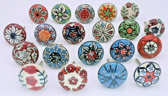 LOT of 30 Pcs Ceramic Closet Wardrobes Handles Cabinet MULTI COLOR Drawer Knobs 5