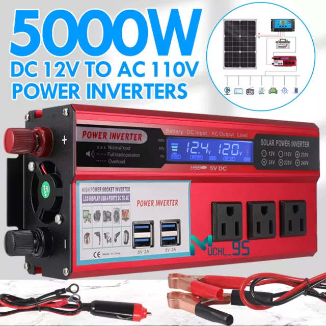 Car Power Inverter 3000W 4000W 6000 Watt 12V DC to 110V AC Solar Power Inverter 3