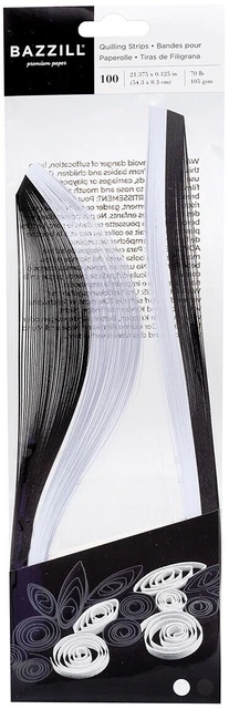 Paquete de 3 tiras de plumas Bazzill paquete 100/paquete - blanco y negro - BZQUILS-00122