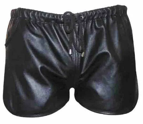 Leather Shorts Laces Waist Side Pant Jeans Underwear Boxer Genuine Us Black 21