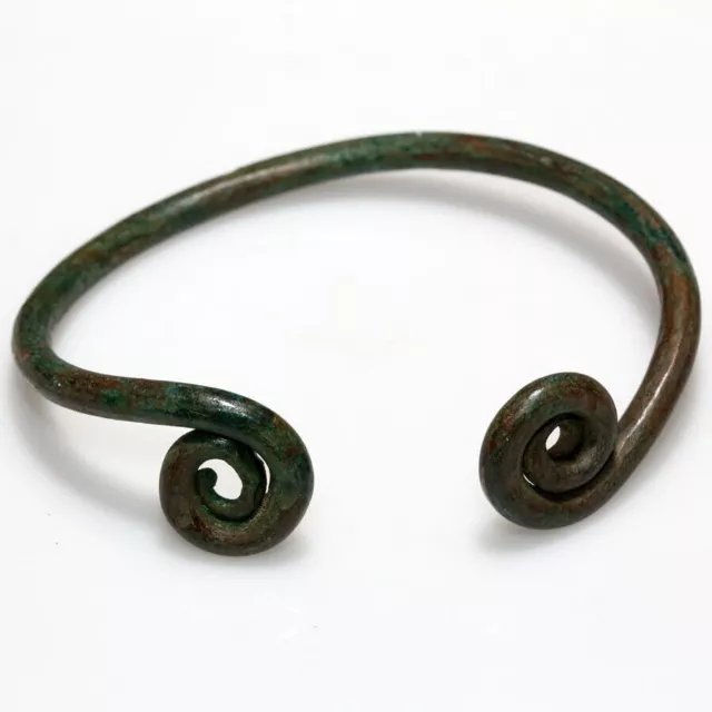 Circa 500-100 Bc Ancient Greek Bronze Bracelet With Spiral Terminals 3