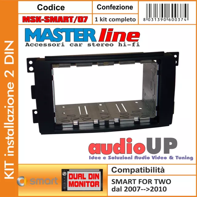 Mascherina Autoradio Kit Adattatore 2 Din Smart Fortwo 2007-2010  Due Din Kit