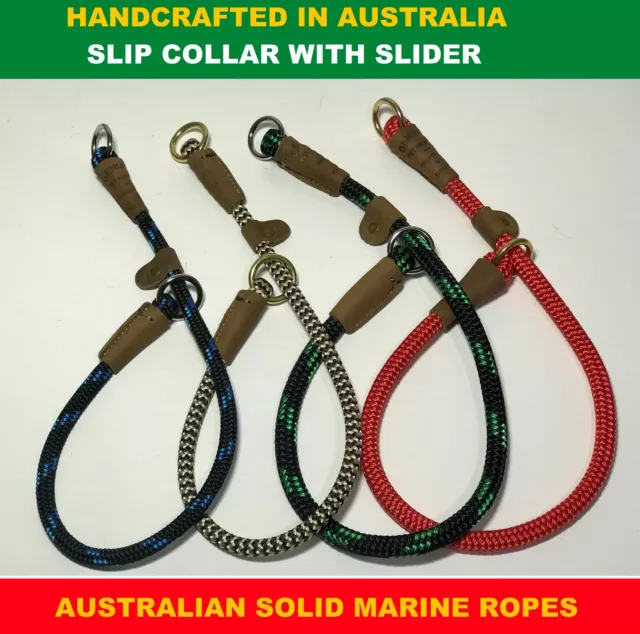 Dog SLIP COLLAR Training Soft Gentle Choker Check Heavy Duty AUSTRALIAN HANDMADE